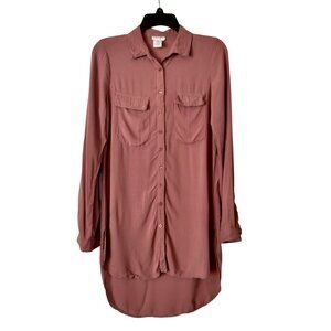 CONTEMPO CASUAL Button Down Shirt Long Sleeve Size Medium Mauve Preppy
